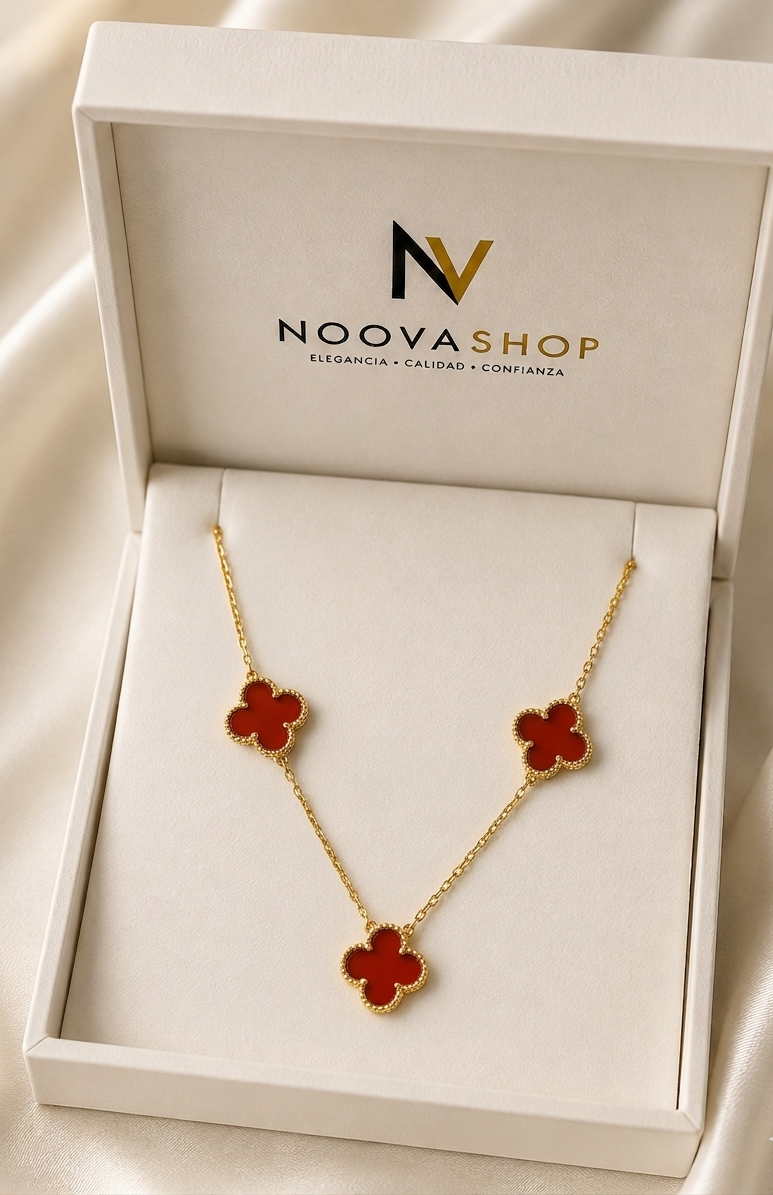 Collar Trébol Rubí Imperial