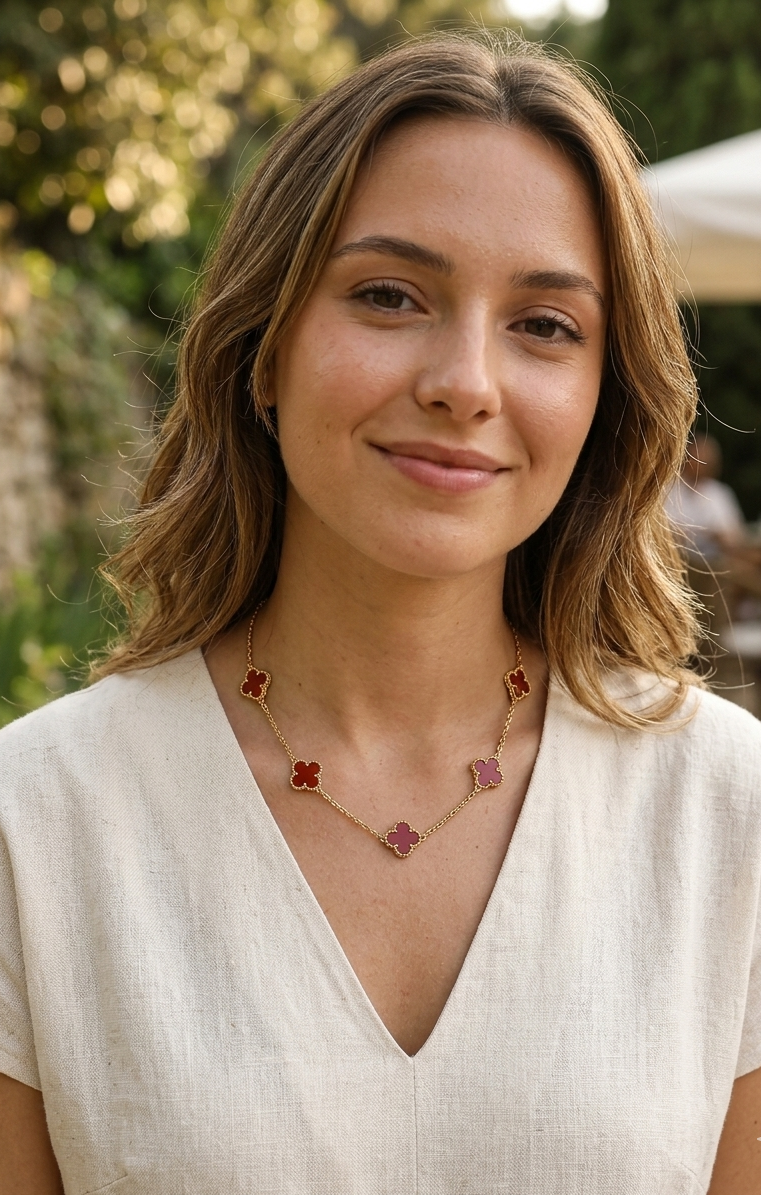 Collar Trébol Rubí Imperial