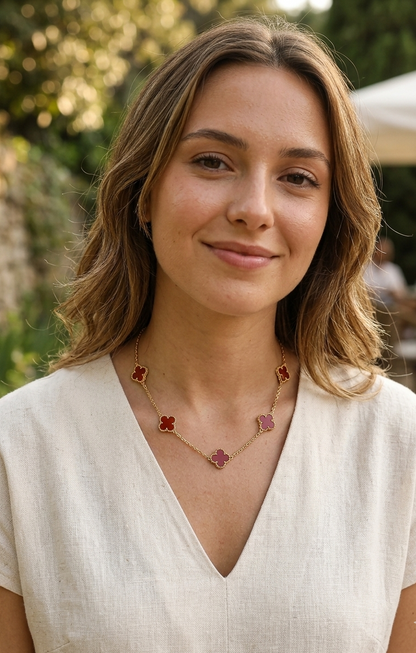 Collar Trébol Rubí Imperial
